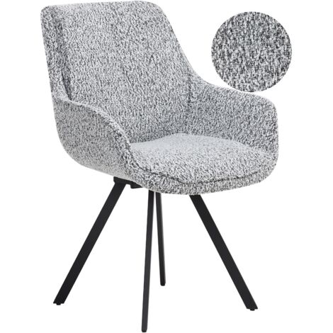 Dining Chair Swivel MARCELLUS Boucle Black/ White