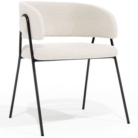 Dining chair - Upholstered in Bouclé Fabric - Charke White
