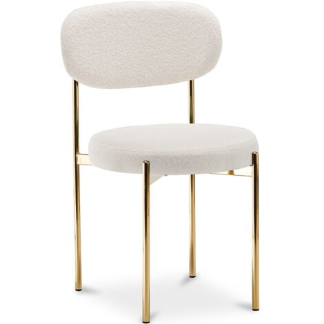 Dining Chair - Upholstered in Bouclé Fabric - Dahe White