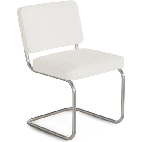 Dining Chair - Upholstered in Bouclé Fabric - Henr White