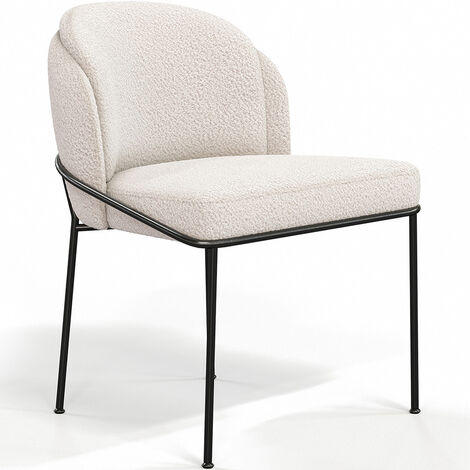 Dining Chair - Upholstered in Bouclé Fabric - Mina White