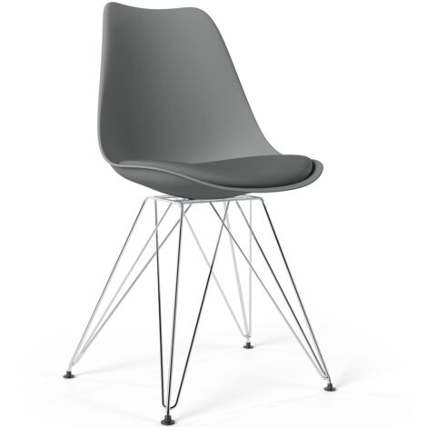 Dining Chair with Cushion - Scandinavian Design and Black Metal Legs - Skögur