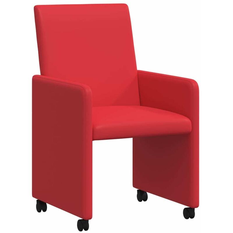 Dining Chairs With Wheels With Wheels 2 Pcs Red 57 X 66 X 94 Cm Vidaxl