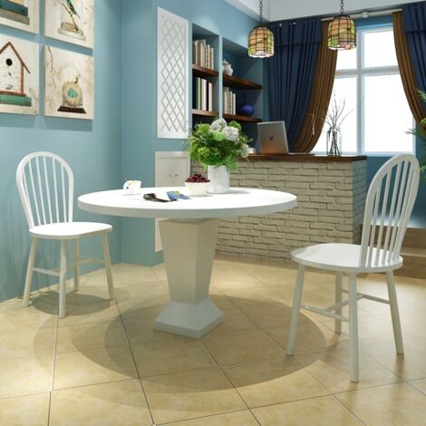 Dining Chairs 2 pcs White Solid Rubber Wood vidaXL