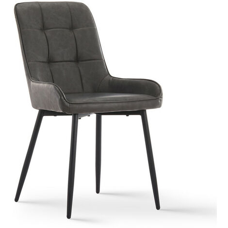 Dining Chairs 2x Faux Leather Upholstered Kitchen Dining Room Chairs Grey