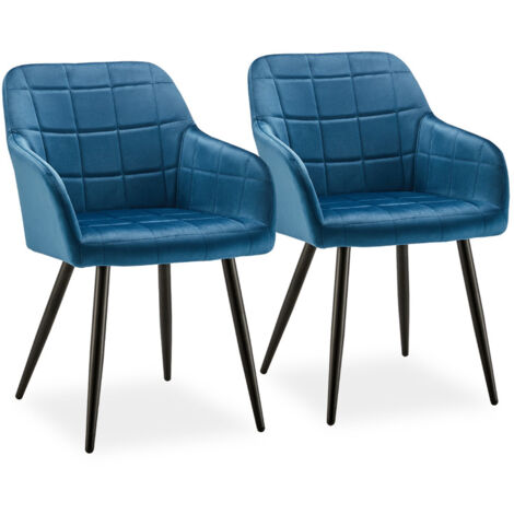 Dining Chairs 2X Velvet Upholstered Kitchen Counter Chair, Blue
