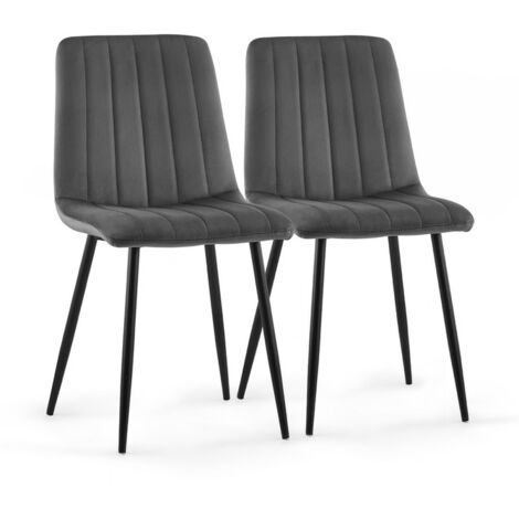 Dining Chairs 2x Velvet Upholstered Kitchen Leisure Chairs Lounge Reception Chairs for Home Office Bedroom Hotel Grey