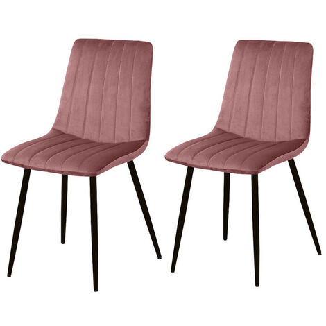 Dining Chairs 2x Velvet Upholstered Kitchen Leisure Chairs Lounge Reception Chairs for Home Office Bedroom Hotel Pink