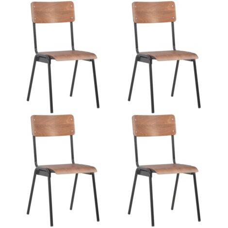 Dining Chairs 4 pcs Brown Solid Plywood Steel vidaXL