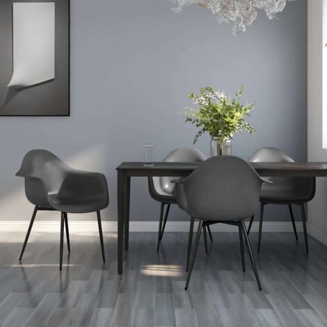 Dining Chairs 4 pcs Grey PP vidaXL