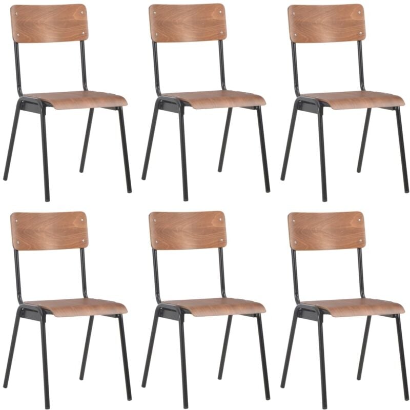 Dining Chairs 6 pcs Brown Plywood vidaXL