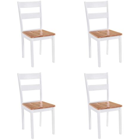 Dining Chairs 4 pcs White Solid Rubber Wood vidaXL