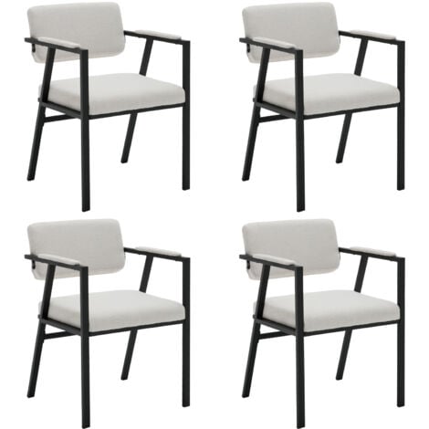 Dining Chairs 4Pcs in Linen Modern Kitchen Leisure Chairs with Sturdy Black Metal Legs for Living Room Restaurant, Beige, Wahson