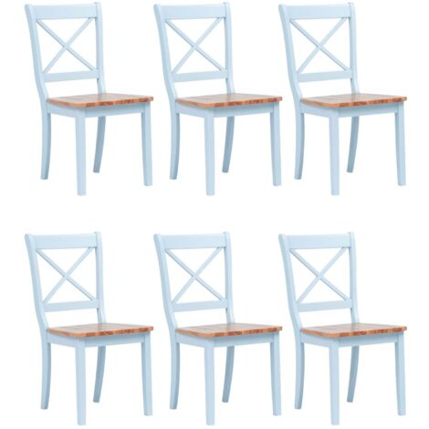 Dining Chairs 6 pcs Grey and Light Wood Solid Rubber Wood vidaXL