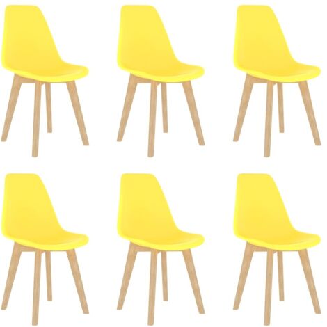 Dining Chairs 6 pcs Yellow Plastic vidaXL