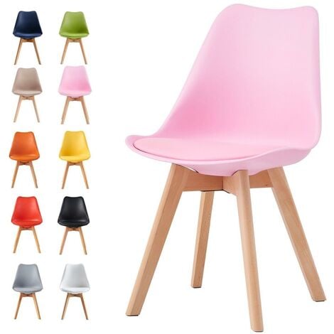 Dining Chairs Designer Side Chairs Wooden Legs Office Home Commercial EVA PINK 1