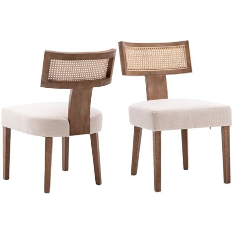 Dining Chairs Set of 2 in Wood Upholstered Mid Century Kitchen Side Chairs for Dining Room Restaurant, Natural Wood, Wahson