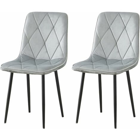 Dining Chairs Set of 2, Velvet Cover Chair for Dining Room, Chairs Set for Commercial Restaurants & Café (Light Grey Rhombus Button)