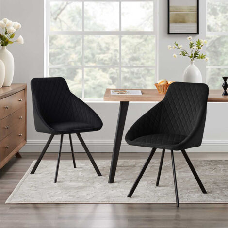 Dining Chairs Set of 2 Velvet Kitchen Counter Chairs with Backrest and Sturdy Metal Legs, Retro Reception Chairs for Home Office Restaurant (black velvet-2PCs)