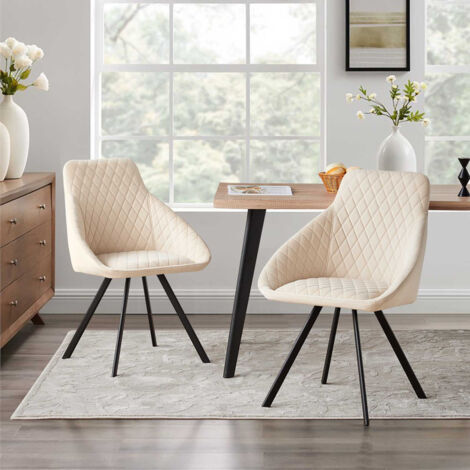 Dining Chairs Set of 2 Velvet Kitchen Counter Chairs with Backrest and Sturdy Metal Legs, Retro Reception Chairs for Home Office Restaurant (cream velvet-2PCs)