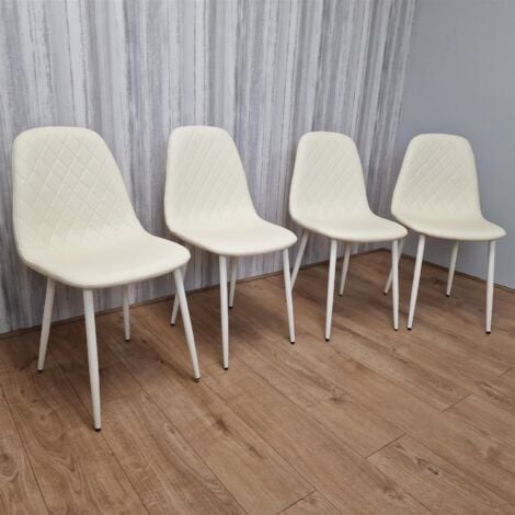 KOSY KOALA Dining Chairs Set of 4 Cream Leather Kitchen Chairs