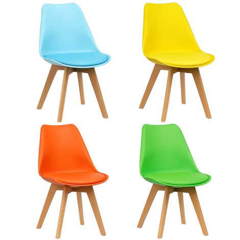 Dining Chairs Set of 4 Four Colourful Mixed Leather Kitchen Table