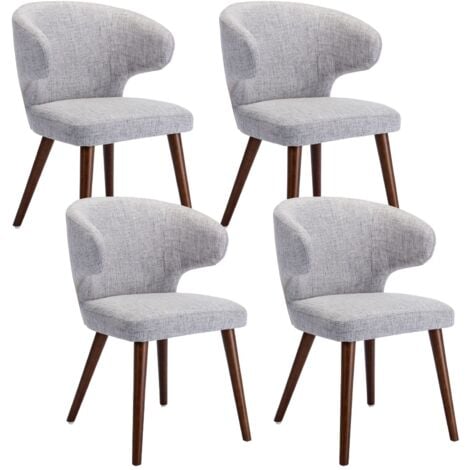 Dining Chairs Set of 4 in Velvet Upholstered Leisure Corner Chairs with Wooden Legs for Home Kitchen Living Room, Gray, Wahson