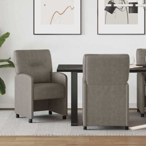 Dining Chairs with Wheels 2 pcs Grey 57 x 67 x 95 cm vidaXL