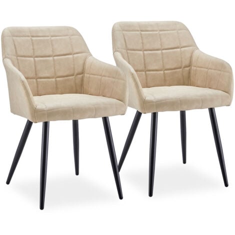 CLIPOP Dining Chairs,2x Faux Leather Kitchen Leisure Chairs, Lounge Reception Chairs for Home Office Furniture, Champagne