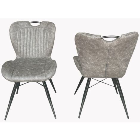 Dining Fabric Chair with Metal Legs (Set of 2) - Grey/Black - Assembly Required