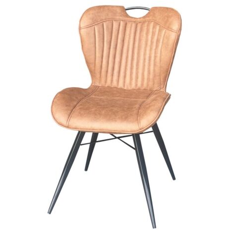Dining Fabric Chair with Metal Legs (Set of 2) - Tan/Black - Assembly Required