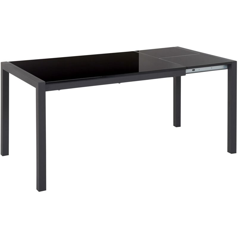 Beliani - Dining Room Kitchen Table Extending 120/160 X 80 Cm Glossy Finish Black Granada