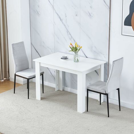 Dining Room Set, White Dining Table with Chairs, Table and Chairs for Living Room Home Kitchen (Table with 2 Chairs, Grey Flannel)