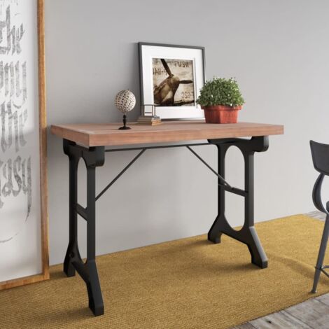 Dining Table 110x65x82 cm Solid Wood Fir and Iron vidaXL