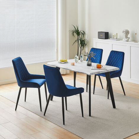 Dining Table, 120x75x75cm Kitchen Dining Table, 4 Seater Rectangular Dinner Tables with Metal Legs,White
