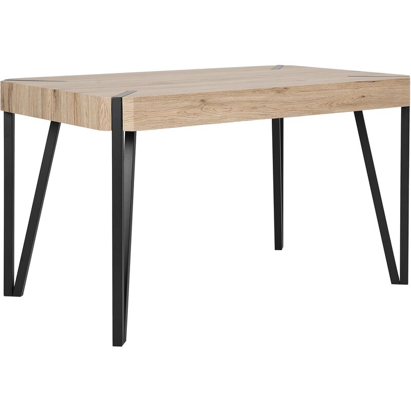 Rustic Industrial Dining Table MDF 130 x 80 cm Light Wood Black Legs Cambell