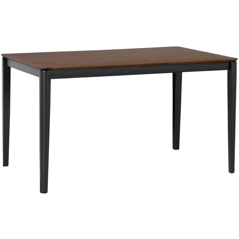 Beliani - Dining Table Dark Walnut With Black Mdf Veneered Top Wooden Legs 135 X 80 Cm Cedar