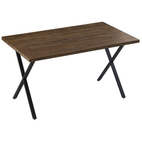 Dining Table, 140cm Industrial Rectangle Kitchen Table with Metal legs, Brown