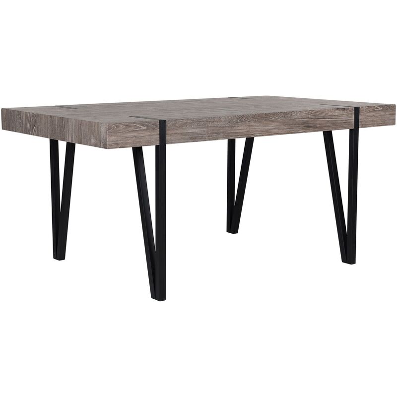 Industrial Dining Table 150 x 90 cm Dark Wood Top Metal Hairpin Legs Adena