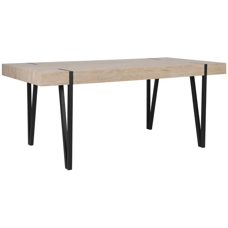 Beliani Dining Table Adena Light Brown 180 Cm 90 Cm