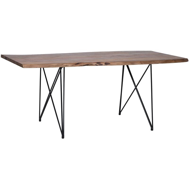 Beliani - Industrial Wooden Dining Table Black Metal Legs Dark Wood 180 x 90 cm Mumbai