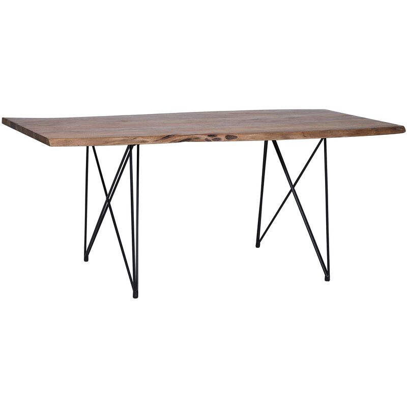 Beliani - Industrial Wooden Dining Table Black Metal Legs Dark Wood 200 x 100 cm Mumbai