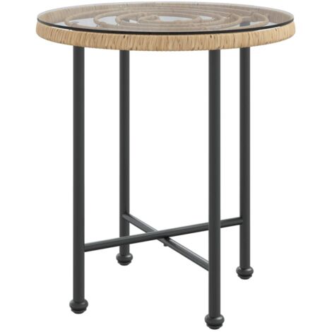 Dining Table Ø50 cm Tempered Glass and Steel vidaXL