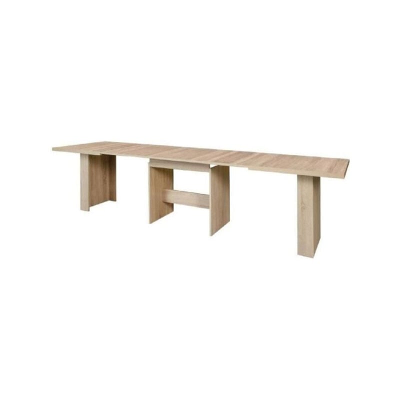 Les Tendances - Table a manger extensible de 6 a 12 personnes style contemporain décor chene Sonoma - dining - l 140-273 x l 90 cm