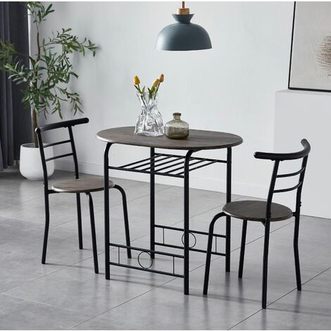 Dining Table and Chairs Set Metal Wood Effect Kitchen Table Dining Chairs Barley DISTRESSED GREY