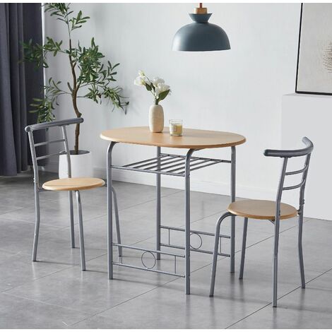 Dining Table and Chairs Set Metal Wood Effect Kitchen Table Dining Chairs Barley NATURAL