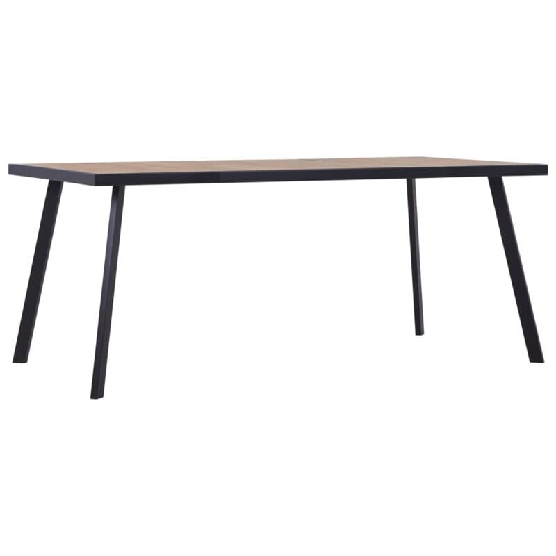 Dining Table Light Wood and Black 200x100x75 cm mdf Vidaxl