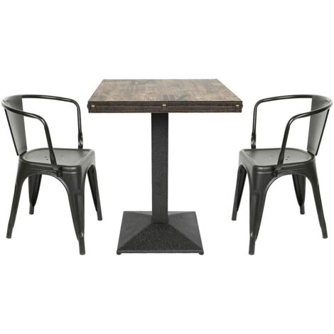Dining Table Dining Dining Restaurant Home Interior MDF Bistro/Cafe/Bar/Kitchen Table Wood Board + Iron Legs, 60 x 60 x 72 cm (A)
