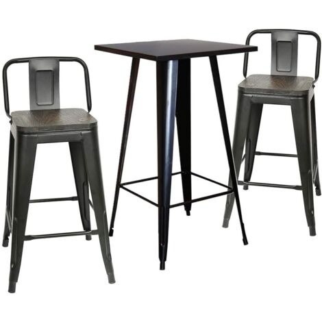 Dining Table Dining Dining Restaurant Home Interior MDF Bistro/Cafe/Bar/Kitchen Table Wood Board + Iron Legs, 60 x 60 x 72 cm (A)