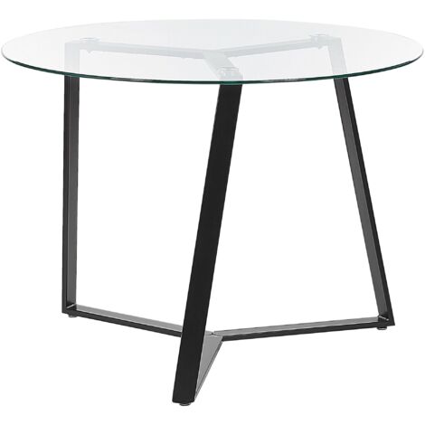 Dining Table KEBRI Black 100 cm 100 cm Tempered Glass